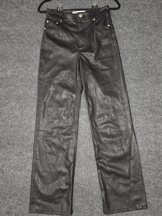 Zara Pants - Zara Black Faux Leather Straight-Leg Pants